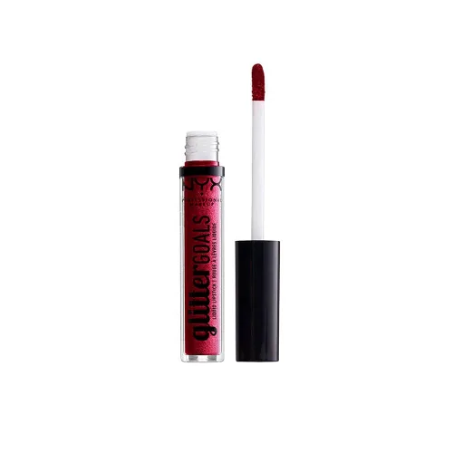 Vista 7 de NYX PROFESSIONAL MAKEUP Lápiz labial líquido Glitter Goals - Alienated (gris oscuro con purpurina plateada)
