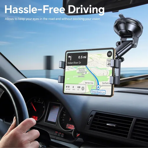 Vista 9 de Soporte para tablet para coche, soporte para iPad para coche【Parabrisas+Salpicadero】Ventosa para iPad para camión Soporte【360° 】Soporte para tablet