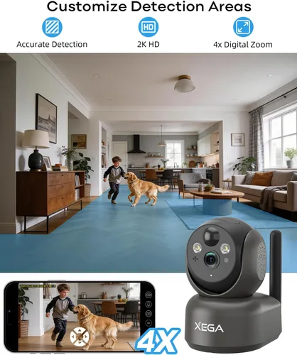 Vista 8 de Xega Cámara de seguridad celular 4G inalámbrica para interiores, PTZ 2K sin cámara WiFi para el hogar, RV/viaje/mascota/bebé con aplicación