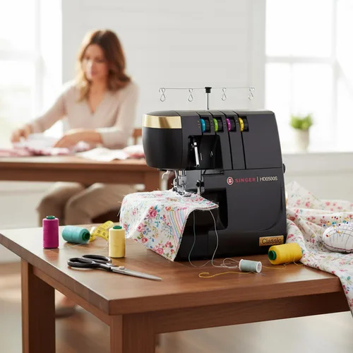 Vista 7 de SINGER® HD0500S Heavy Duty Serger Overlock Machine, 2-3-4 Rosca, Negro Negro (HD0500S)