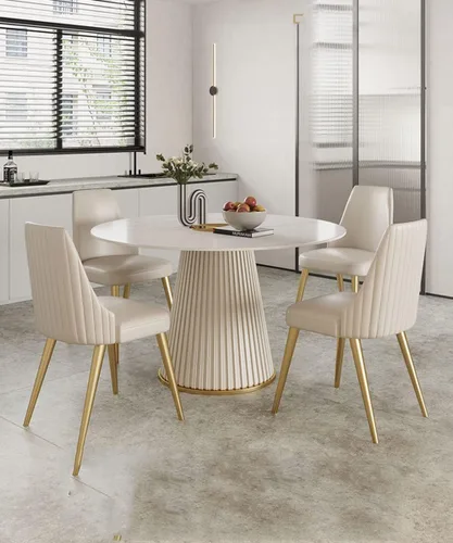 Vista 7 de Mesa de comedor de piedra interizada Simplicity Comedor Cafetería Muebles para el hogar, Mesa de comedor redonda creativa nórdica Mesa auxiliar