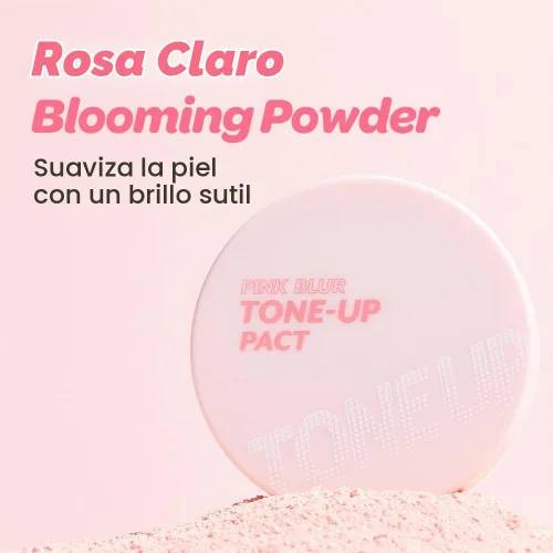 Vista 5 de I'M MEME Compact - Tone-up Pact Polvo de ajuste presionado coreano para efecto de desenfoque rosa, con calamina, polvo de maquillaje, compacto