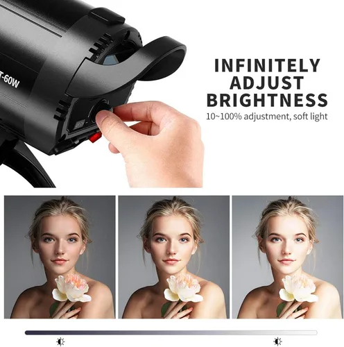 Vista 3 de K&F CONCEPT Luz de video LED SL-60W Iluminación continua con montaje Bowens, 5600K CRI95+ Iluminación regulable para fotografía, tiro al aire libre