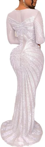 Vista 2 de PORRCEY Vestido sexy de perforación en caliente para mujer, con diamantes de imitación, ajustado, para fiesta, club, salida nocturna, ropa de club