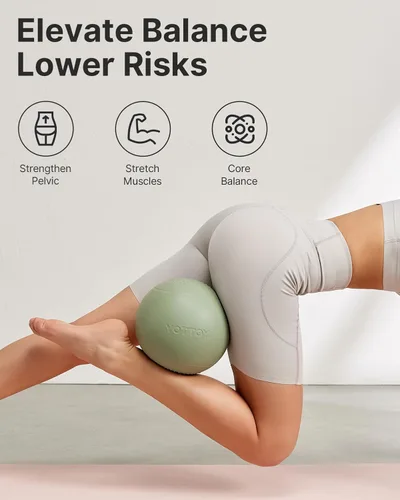 Vista 4 de YOTTOY Pelota de ejercicio pequeña, pelota de pilates de 9 pulgadas con tecnología antiestallido para estabilidad, ideal para yoga, pilates, terapia