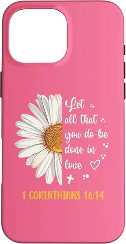 Vista 19 de Linda Daisy 1 Corinthians 16:14 Love Bible Verse for Women Case for iPhone 17