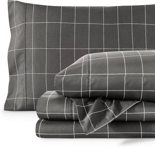 Vista 22 de Bare Home - Juego de sábanas estampadas, 1800 ultra suaves (individual, gris jaspeado) Deep Pockets 6 to 15 Inches, Breathable, Hypoallergenic