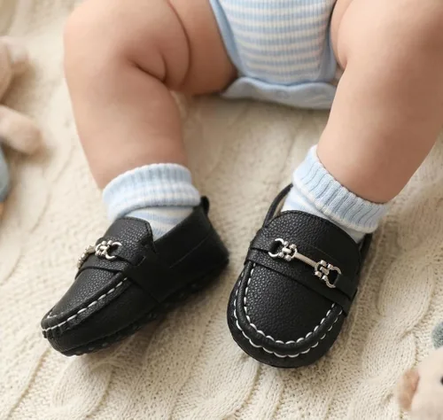 Vista 2 de LONSOEN - Zapatos de cuna para aprender a caminar, de vestir, para niños y niñas 209 Negro