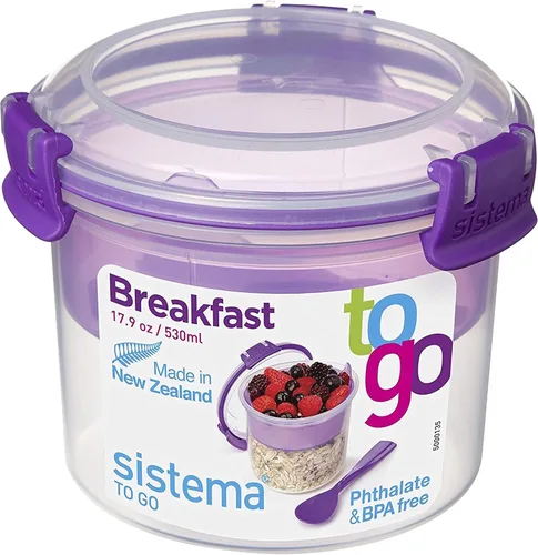 Vista 3 de Sistema. Colección To go. Tazón de desayuno contenedor de alimentos., rectangular, Transparente