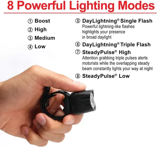 Vista 4 de Cygolite Dice HL 150 Lumen Faro y Dados TL 50 Lumen Luz Trasera USB Recargable Bicicleta Luz Combo Set