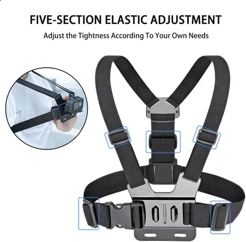 Vista 6 de Soporte ajustable para arnés de correa de pecho para teléfono celular, soporte de clip para iPhone, GoPro Hero, AKASO, DJI Osmo cámaras de acción