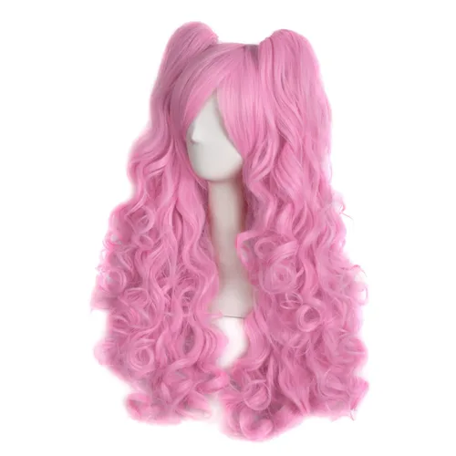 Vista 43 de Peluca MapofBeauty Lolita para disfraz, cabello largo, rizado, con coleta, Blanco