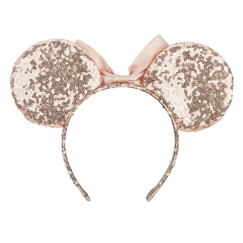 Vista 3 de Seamoy Diadema de orejas de Minnie con lentejuelas, diadema de orejas de ratón con lazo, accesorios para niñas, mujeres, adultos, niños, fiesta