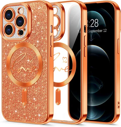 Vista 88 de Hython Funda para iPhone Air con purpurina, compatible con MagSafe Love Heart fundas magnéticas transparentes para teléfono para mujeres y niñas