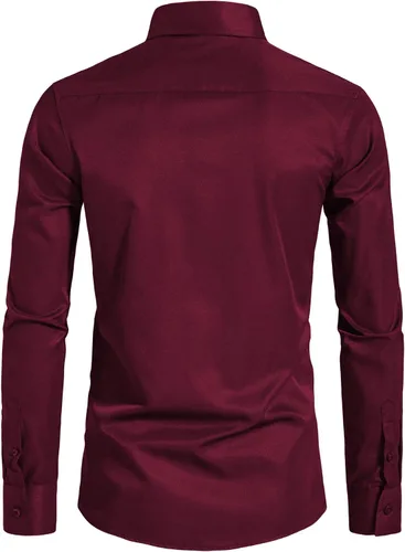 Vista 2 de VANCOOG Camisas de vestir de manga larga para hombre