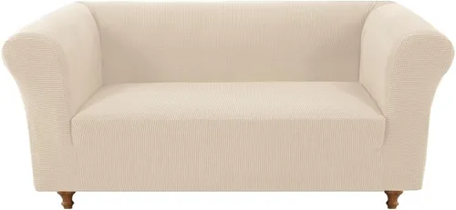 Vista 15 de Funda elástica Chesterfield para sofá, funda de tela jacquard para sofá biplaza de 2 cojines, protector de muebles antideslizante resistente a