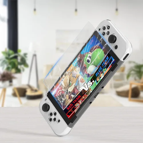 Vista 5 de HEYSTOP Switch OLED Case Compatible with Nintendo Switch OLED Model 2021, 9 in 1 Accessories for Switch OLED Model with Dockable Protective Case, HD