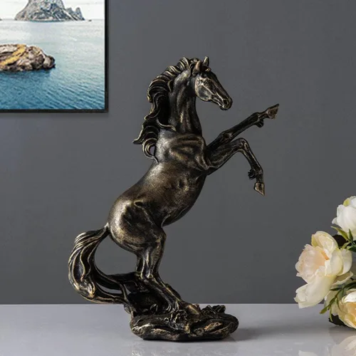 Vista 3 de Estatua de caballo de resina, estatua de caballo de lucha, escultura, adorno de animales, figuras de caballo para el hogar, oficina, escritorio