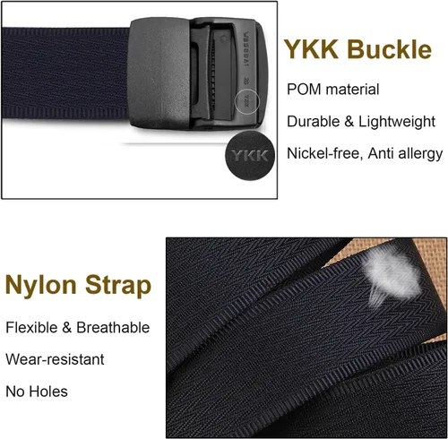 Vista 3 de WYuZe Cinturón de nailon para hombre sin metal sin níquel, cinturón táctico militar para senderismo