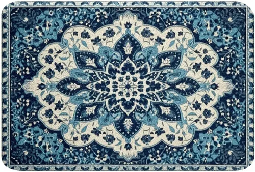 Vista 23 de Erosebridal Alfombras de baño vintage art decó, alfombra de baño antideslizante con medallón oriental rojo, 16 x 24 pulgadas, estilo bohemio, turco
