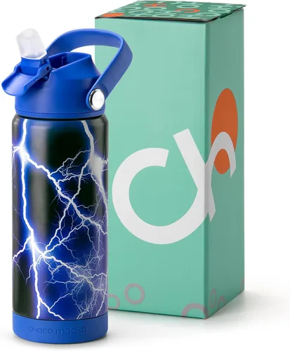 Vista 19 de Botella de Agua Choco Mocha para Niños para la Escuela, Botella de Agua Aislada para Niños de Acero Inoxidable para Niños, 14 Oz Camión Monstruo