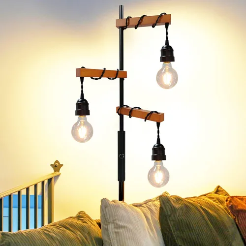 Vista 4 de Lámpara de pie industrial regulable, moderna lámpara de pie de árbol de granja para sala de estar, dormitorio, oficina, decoración rústica del hogar