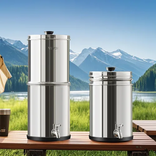 Vista 8 de VEVOR Sistema de filtro de agua por gravedad, sistema de sobremesa de acero inoxidable 304 de 1.5G, sistema de filtración de agua, reduce el plomo