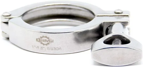Vista 4 de Acero inoxidable 304 Single Pin Heavy Duty Tri Clamp con tuerca de ala para virola TC 1.5 "con 1 unid junta de silicona