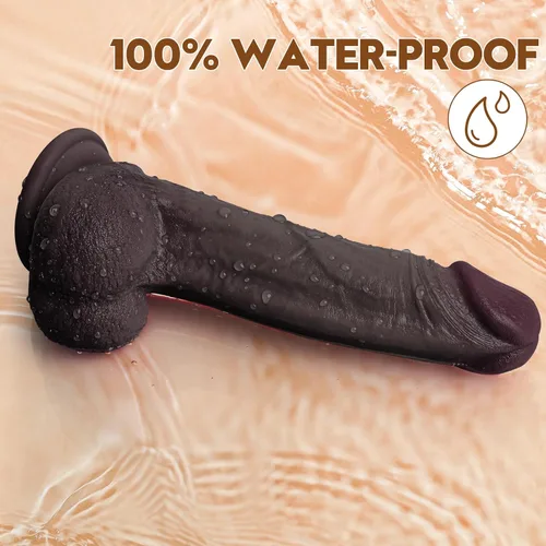 Vista 6 de Consolador realista – Consolador de silicona líquida de 6 pulgadas con fuerte ventosa, juguete sexual negro de doble densidad con textura venosa