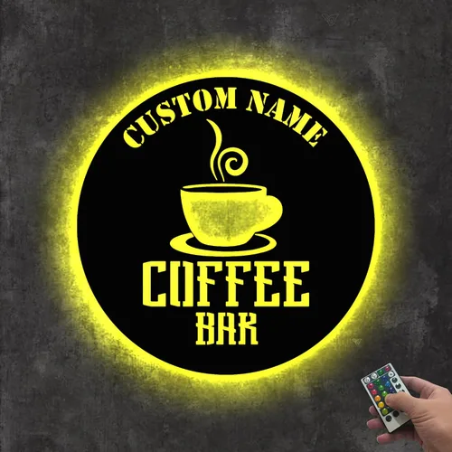Vista 11 de Letrero de metal personalizado para barra de café Letreros de metal personalizados para cafeterías Letrero personalizado para decoración