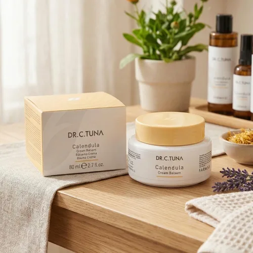 Vista 2 de FARMASi Dr. C. Bálsamo de crema de caléndula de atún, rica crema hidratante para pieles secas y sensibles, con caléndula y aceites botánicos, calma