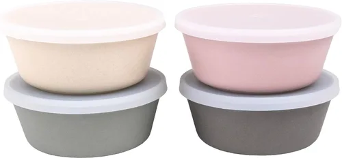Vista 13 de WeeSprout Cuencos de bambú para niños con tapas, juego de cuatro cuencos de tamaño para niños 10 oz, para cereales, sobras y bocadillos, aptos