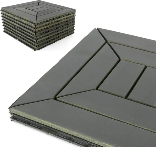 Vista 20 de Baldosas de madera de acacia para exteriores, baldosas de patio que se entrelazan. Moderno Gris Recto