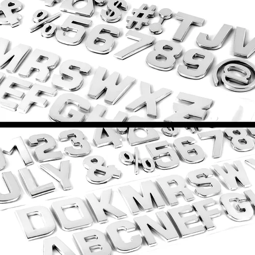 Vista 4 de Lamoutor 43 calcomanías de letras para emblema de automóvil, calcomanía de símbolo de números cromados 3D