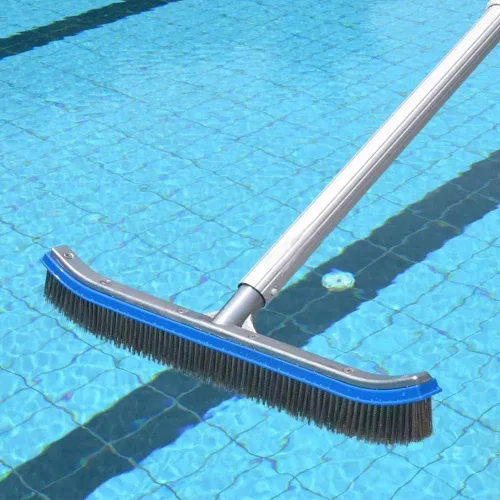 Vista 7 de Cepillo de piscina para limpiar paredes de piscina, azulejos y suelos, cepillo de cerdas de alambre de acero inoxidable de aluminio resistente de 18