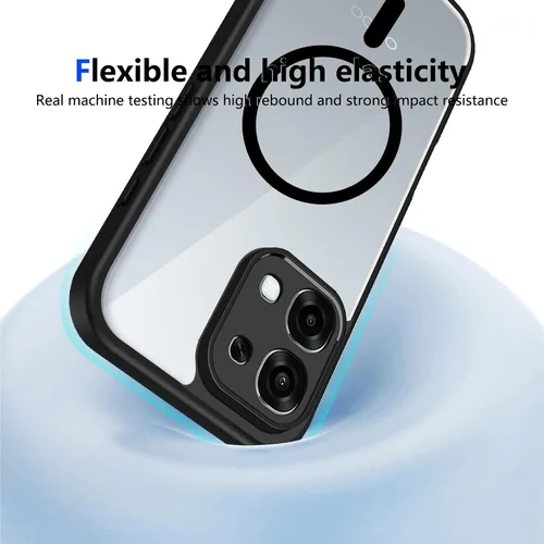 Vista 449 de Funda magnética transparente compatible con Xiaomi 17T, color negro 2 en 1 PC + TPU cubierta de teléfono a prueba de golpes, carcasa protectora