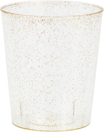 Vista 7 de Juvale Vasos de chupito – Plástico con purpurina dorada de 2 onzas, 100 unidades – Vasos de chupito de plástico desechables y vasos de disparo