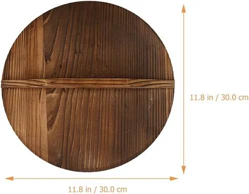 Vista 2 de ERINGOGO Tapa de madera para wok de 12.5 pulgadas, cubierta de sartén de madera natural con mango ergonómico, tapa de olla de cocina
