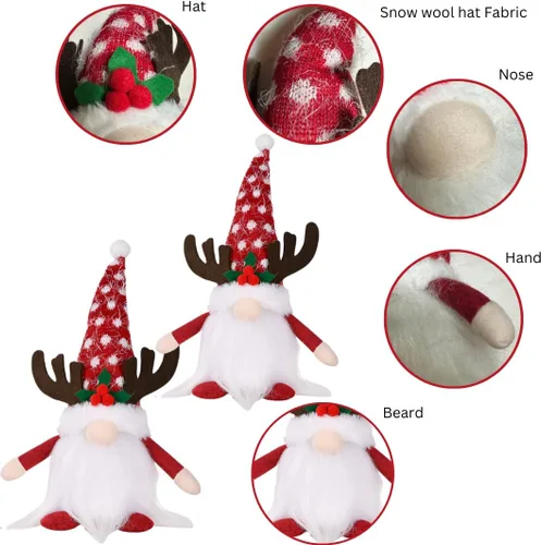 Vista 5 de Gnomo iluminado de Navidad, regalo navideño de elfo hecho a mano, funciona con pilas, adornos de Navidad de mesa de invierno.