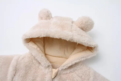 Vista 3 de Newborn Baby Snowsuit Fleece Lined Onesie Outfits Warm Hooded Romper for Infant