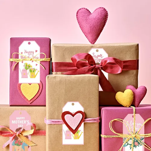 Vista 5 de Doumeny Etiquetas de regalo de papel para el Día de la Madre, 120 etiquetas colgantes para el día de la madre, etiquetas colgantes con texto