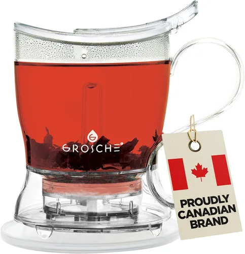 Vista 10 de GROSCHE Aberdeen - Infusor de té y tetera inteligente, sin BPA, diseño sin goteo, posavasos Fácil de preparar Fácil de limpiar Elaboración