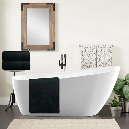 Vista 3 de Toallas de baño de lujo 100% algodón, paquete de 2 (35 x 70 pulgadas), súper suaves, de secado rápido y altamente absorbentes, para baño, hogar, spa