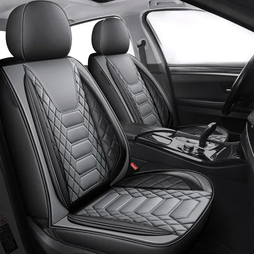 Vista 14 de FREESOO Fundas de asiento delantero de automóvil, 2 unidades, protector de cuero para asiento del conductor, compatible con bolsa de aire, ajuste