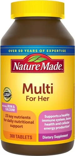 Vista 2 de Nature Made Multivitamínico para ella, multivitamínico diario de apoyo nutricional para mujeres, vitaminas y minerales Nature Made para mujer, 90