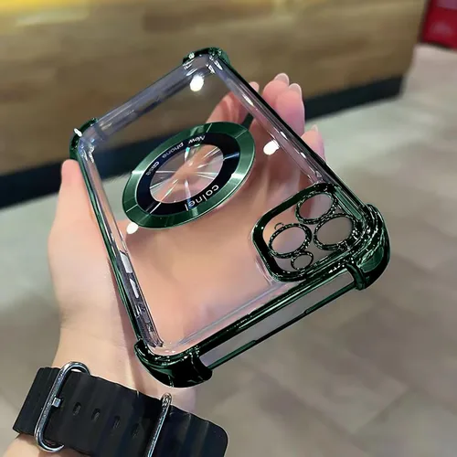 Vista 19 de Funda magnética transparente para iPhone 11, funda de lujo con cuatro esquinas brillantes, protección a prueba de golpes de grado militar