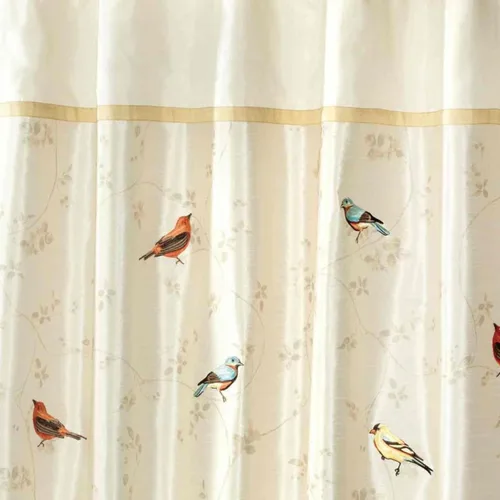 Vista 2 de Avanti Linens - Cortina de tela para la ducha, decoración de baño inspirada en la naturaleza (Colección Aves Doradas, 72")