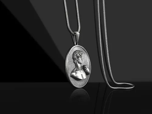Vista 5 de BySilverStone Jewelry - Collar de estatua de David para hombre en plata de ley, colgante de estatua de David, escultura de Miguel Ángel, colgante