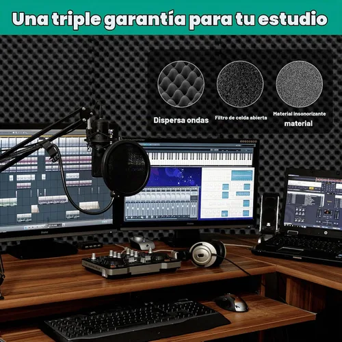 Vista 7 de Paneles de espuma insonorizados para paredes, paneles acústicos de espuma de 48 x 24 x 2 pulgadas, amortiguamiento de sonido de alta densidad