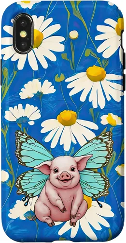 Vista 5 de Adorable Pig Piglet with Butterfly Wings Daisy Flower Sweet Case for iPhone 17